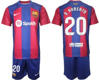 Barcelona Sergi Roberto #20 Thuis tenue Mensen 2023-24 Korte Mouw (+ Korte broeken)