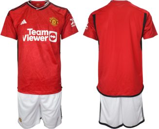 Manchester United Thuis tenue Mensen 2023-24 Korte Mouw (+ Korte broeken)