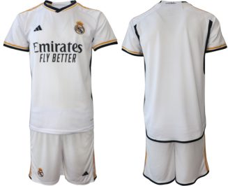 Real Madrid Thuis tenue Mensen 2023-24 Korte Mouw (+ Korte broeken)