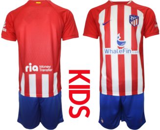 Atletico Madrid Thuisshirt 2023-2024 Kids Korte Mouw (+ Korte broeken) Voetbalshirts