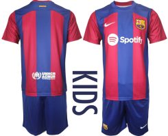 Barcelona Thuisshirt 2023-2024 Kids Korte Mouw (+ Korte broeken) Voetbalshirts