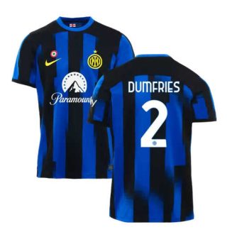 Inter Milan Denzel Dumfries #2 Thuisshirt 2023-2024 Korte Mouw Voetbalshirts