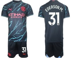 Manchester City Ederson M. #31 Derde Shirt 2023-2024 Voetbalshirts Korte Mouw (+ Korte broeken)