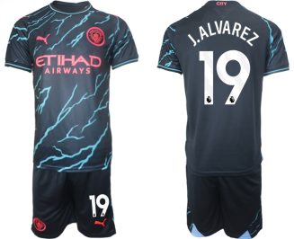 Manchester City Julian Alvarez #19 Derde Shirt 2023-2024 Voetbalshirts Korte Mouw (+ Korte broeken)