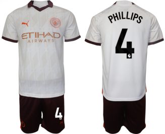 Manchester City Kalvin Phillips #4 Uitshirt 2023-2024 Voetbalshirts Korte Mouw (+ Korte broeken)