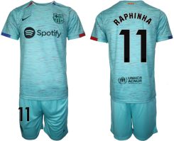 Barcelona Raphinha #11 Derde Shirt 2023-24 Voetbalshirts Korte Mouw (+ Korte broeken)