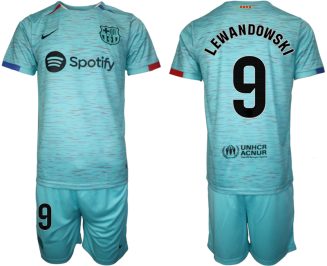 Barcelona Robert Lewandowski #9 Derde Shirt 2023-24 Voetbalshirts Korte Mouw (+ Korte broeken)
