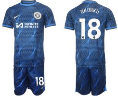 Chelsea Christopher Nkunku #18 Uitshirt 2023/24 Korte Mouw (+ Korte broeken) Voetbalshirts