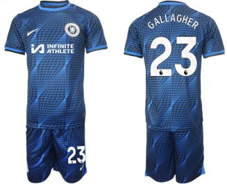 Chelsea Conor Gallagher #23 Uitshirt 2023/24 Korte Mouw (+ Korte broeken) Voetbalshirts