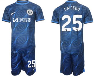 Chelsea Moises Caicedo #25 Uitshirt 2023/24 Korte Mouw (+ Korte broeken) Voetbalshirts