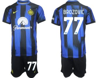 Inter Milan Marcelo Brozović #77 Thuisshirt 2023/24 Korte Mouw (+ Korte broeken) Voetbalshirts