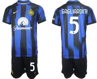 Inter Milan Roberto Gagliardini #5 Thuisshirt 2023/24 Korte Mouw (+ Korte broeken) Voetbalshirts