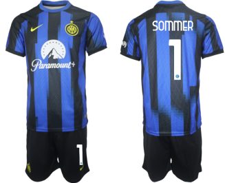 Inter Milan Yann Sommer #1 Thuisshirt 2023/24 Korte Mouw (+ Korte broeken) Voetbalshirts