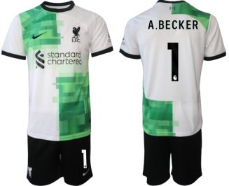 Liverpool Alisson Becker #1 Uitshirt 2023/24 Korte Mouw (+ Korte broeken) Voetbalshirts