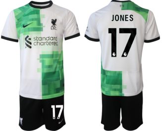 Liverpool Curtis Jones #17 Uitshirt 2023/24 Korte Mouw (+ Korte broeken) Voetbalshirts