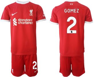 Liverpool Joe Gomez #2 Thuisshirt 2023/24 Korte Mouw (+ Korte broeken) Voetbalshirts