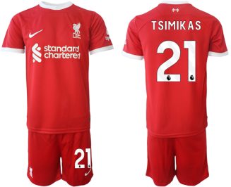 Liverpool Kostas Tsimikas #21 Thuisshirt 2023/24 Korte Mouw (+ Korte broeken) Voetbalshirts