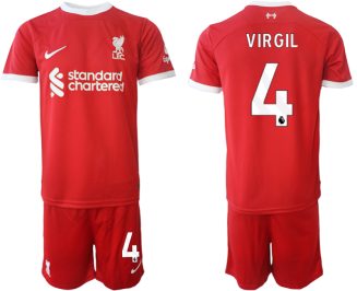 Liverpool Virgil van Dijk #4 Thuisshirt 2023/24 Korte Mouw (+ Korte broeken) Voetbalshirts