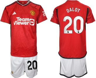 Manchester United Diogo Dalot #20 Thuisshirt 2023/24 Korte Mouw (+ Korte broeken) Voetbalshirts