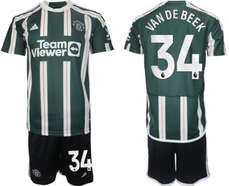 Manchester United Donny van de Beek #34 Uitshirt 2023/24 Korte Mouw (+ Korte broeken) Voetbalshirts