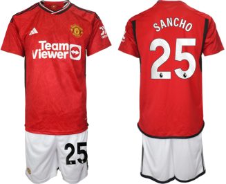 Manchester United Jadon Sancho #25 Thuisshirt 2023/24 Korte Mouw (+ Korte broeken) Voetbalshirts