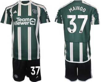 Manchester United Kobbie Mainoo #37 Uitshirt 2023/24 Korte Mouw (+ Korte broeken) Voetbalshirts