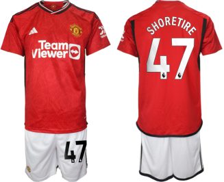 Manchester United Shola Shoretire #47 Thuisshirt 2023/24 Korte Mouw (+ Korte broeken) Voetbalshirts