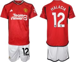 Manchester United Tyrell Malacia #12 Thuisshirt 2023/24 Korte Mouw (+ Korte broeken) Voetbalshirts