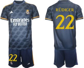 Real Madrid Antonio Rudiger #22 Uitshirt 2023/24 Korte Mouw (+ Korte broeken) Voetbalshirts