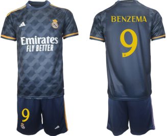Real Madrid Karim Benzema #9 Uitshirt 2023/24 Korte Mouw (+ Korte broeken) Voetbalshirts