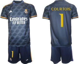 Real Madrid Thibaut Courtois #1 Uitshirt 2023/24 Korte Mouw (+ Korte broeken) Voetbalshirts