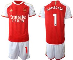 Arsenal Aaron Ramsdale #1 Thuisshirt 2023-24 Mensen Korte Mouw (+ Korte broeken) Voetbalshirts