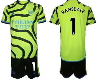 Arsenal Aaron Ramsdale #1 Uitshirt 2023-24 Mensen Korte Mouw (+ Korte broeken) Voetbalshirts
