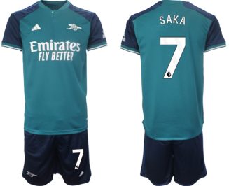 Arsenal Bukayo Saka #7 Derde Shirt 2023-24 Mensen Korte Mouw (+ Korte broeken) Voetbalshirts