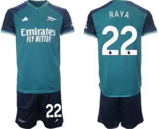 Arsenal David Raya #22 Derde Shirt 2023-24 Mensen Korte Mouw (+ Korte broeken) Voetbalshirts