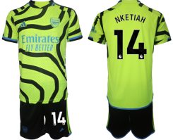 Arsenal Eddie Nketiah #14 Uitshirt 2023-24 Mensen Korte Mouw (+ Korte broeken) Voetbalshirts