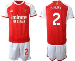 Arsenal William Saliba #2 Thuisshirt 2023-24 Mensen Korte Mouw (+ Korte broeken) Voetbalshirts