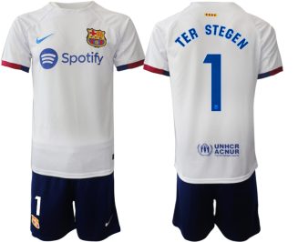 Barcelona Marc-Andre ter Stegen #1 Uitshirt 2023-24 Mensen Korte Mouw (+ Korte broeken) Voetbalshirts