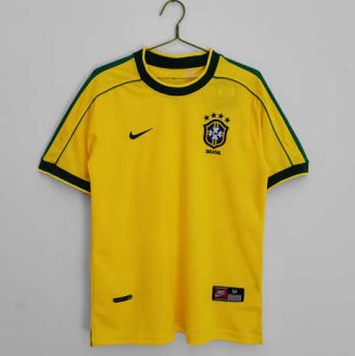 Brazilië 1998 Thuis tenue Korte Mouw Klassieke Retro Voetbalshirts