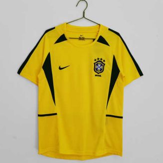 Brazilië 2002 Thuis tenue Korte Mouw Klassieke Retro Voetbalshirts