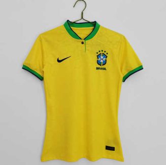 Dames Brazilië 2022/23 Thuisshirt Korte Mouw Klassieke Retro Voetbalshirts