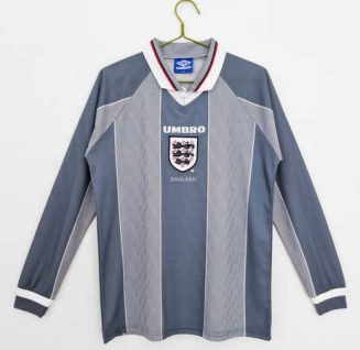 Engeland Euro 1996 Uit tenue Lange Mouwen Klassieke Retro Voetbalshirts-1