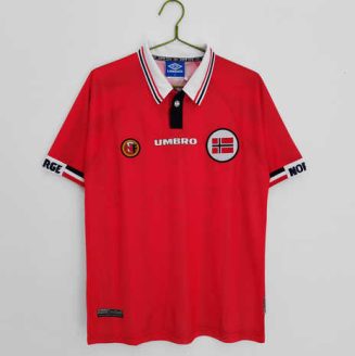 Noorwegen 1998/99 Thuis tenue Korte Mouw Klassieke Retro Voetbalshirts