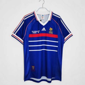 Frankrijk WK 1998 Thuisshirt Korte Mouw Klassieke Retro Voetbalshirts