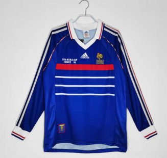 Frankrijk WK 1998 Thuisshirt Lange Mouwen Klassieke Retro Voetbalshirts