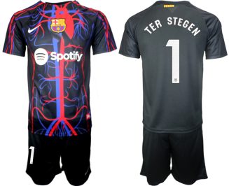 Patta x FC Barcelona Marc-Andre ter Stegen #1 Shirt 2023-24 Mensen Korte Mouw (+ Korte broeken) Voetbalshirts