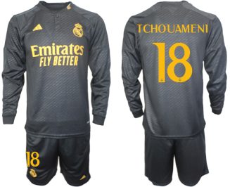 Real Madrid Aurelien Tchouameni #18 Derde Shirt 2023-24 Mensen Lange Mouwen (+ Korte broeken) Voetbalshirts
