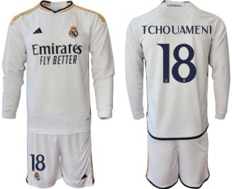 Real Madrid Aurelien Tchouameni #18 Thuisshirt 2023-24 Mensen Lange Mouwen (+ Korte broeken) Voetbalshirts