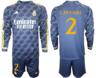 Real Madrid Daniel Carvajal #2 Uitshirt 2023-24 Mensen Lange Mouwen (+ Korte broeken) Voetbalshirts