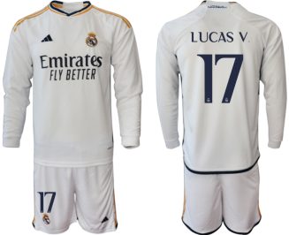 Real Madrid Lucas Vazquez #17 Thuisshirt 2023-24 Mensen Lange Mouwen (+ Korte broeken) Voetbalshirts